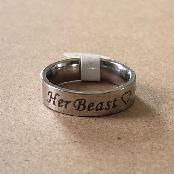 er Beast Love Heart Mens Black Stainless Steel Engagement  Her Beast with Heart Men’s Stainless Steel Ring Size 9